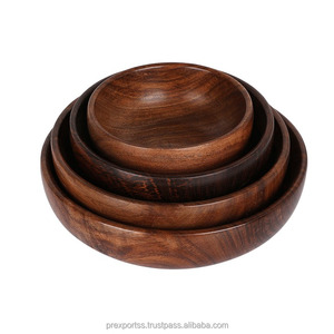 Handmade Wood Serving Bowl and Melamine Fruit Bowl Set Elegant Home Decor and Everyday <b>Dinnerware</b> for Comfort Dining - Product Image 3