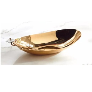 Gold Plated Finishing Finishing Aluminum Fruit Serving <b>Bowl</b> <b>Large</b> Capacity Eco-Friendly Metal Table Top Decorative <b>Bowl</b> - Product Image 1