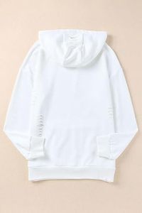 เสื้อฮู้ดดี้ผ้าฝ้ายฟลีซทรงโอเวอร์ไซส์ ระบายอากาศได้ดี สำหรับฤดูหนาว  แบบยูนิเซ็กซ์  ลายขาดแบบดิจิทัล  เป็นมิตรกับสิ่งแวดล้อม  รับผลิตตามแบบ OEM - Product Image 4