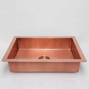 Handcrafted Hammered Copper <b>Kitchen</b> Sink Single Bowl Farmhouse <b>Apron</b> Front with Drain Flange Undermount OEM Wholesale - Product Image 2