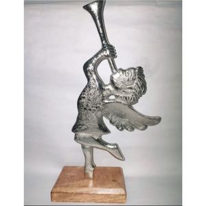 Figura Decorativa de Metal Contemporánea con Soporte de Madera, Escultura de Ángel Metálica de Lujo, Decoración Creativa para Interiores, Suministros de Artesanía - Product Image 1