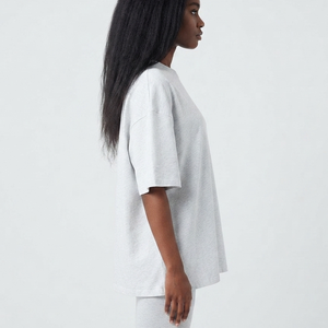 T-shirt Oversize Femme Décontracté Personnalisé 100% Coton Haute Qualité Coupe Ample Tenue d'Été Sport Quotidien Basique Blanc 2026 - Product Image 3