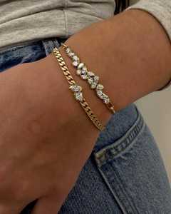 14K <b>Solid</b> <b>Gold</b> 925 Silver Curb Chain <b>Bracelet</b> Lab Grown Diamond Pear Marquise Cut Matte Miami Linked <b>Charm</b> Wholesale Unisex Gift - Product Image 5