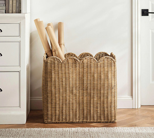 Scalloped Edge Rattan <b>Storage</b> Baskets, Handwoven Wicker Organizing <b>Bins</b> for Home Decor and Desktop <b>Storage</b> - Product Image 4