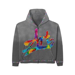 Sweat-shirt à capuche surdimensionné orné de strass, pull scintillant avec cristaux, fabricant de vêtements à marque privée - Product Image 6