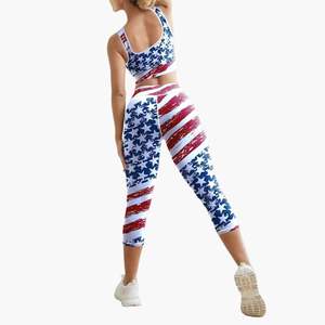 <b>Women</b> Seamless Yoga Set Printed High Waist <b>Leggings</b> and Sports Bra Two Piece Workout Gym Athletic Fitness Suit - Product Image 4