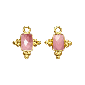 Pink <b>Opal</b> 5x3mm Rectangle Bezel Charms Handmade Fancy Bezel <b>Pendants</b> Gold Plated Birthstone Jewelry Earring Making Suppliers - Product Image 1