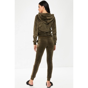 Nuevo Conjunto Deportivo de Moda para Mujer, Invierno, Terciopelo, Lentejuelas, Borlas, 2 Piezas, Logotipo Personalizado, Sudadera con Capucha y Cremallera, Pantalones Jogger - Product Image 6