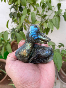 Figurine de dinosaure en labradorite |   Sculpture d'animal en cristal sculptée à la main pour collectionneurs et détaillants de cadeaux - Product Image 1