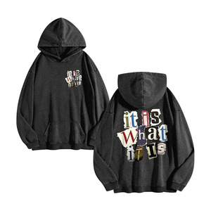 เสื้อฮู้ดลายกราฟิกสำหรับผู้ชาย เสื้อฮู้ดวินเทจ ตลก โอเวอร์ไซส์ It Is What It Is เสื้อฮู้ดสตรีทแวร์ เสื้อสเวตเชิ้ตมีฮู้ดแบบสวมหัว - Product Image 1