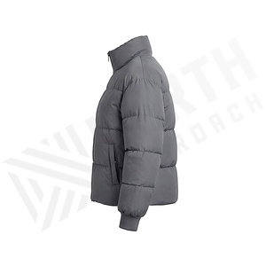 Hooded Quilted Waterproof <b>Bubble</b> Jacket Black Full Sleeve Winter Windproof Cotton Shell Knitted Fabric Polyester Filling Stand - Product Image 3