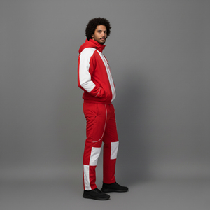 Nouvel ensemble de survêtement homme personnalisé coupe classique, 100% coton, bicolore, streetwear léger, coupe-vent à capuche pour l'hiver - Product Image 2