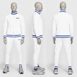Custom <b>Men</b> <b>White</b> Tracksuit Pink Blue Striped Jogging Suits Slim Fit Sports Wear Zipper <b>Jacket</b> Pants Fleece Casual Sweat Suit - Product Image 6