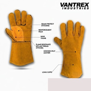 Guantes de Soldadura de Cuero, Transpirables, Resistentes al Calor, Protección Laboral para Exteriores, Anti-escaldaduras, Altas Temperaturas - Product Image 4