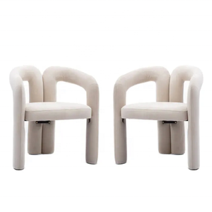 Sedia da Pranzo Imbottita in Velluto dal Design Contemporaneo con Braccioli a Botte per Soggiorno, Prezzo di Fabbrica - Product Image 1