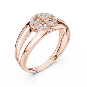Anillo de Compromiso de Diamante Cultivado en Laboratorio Color Oro Rosa, Anillo de Boda Abierto para Mujer, Ajustable - Product Image 4