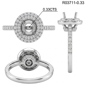 Bague de Fiançailles et de Mariage pour Femme en Or Blanc 18 carats avec Diamant Véritable, Monture Halo Simple, Personnalisable, Haute Qualité, Fabrication Chinoise - Product Image 6