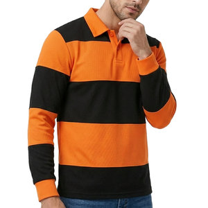High Quality Men's <b>Striped</b> Long Sleeve Polo <b>Shirts</b> Classic Rugby Style Knitted <b>Bulk</b> Wholesale Custom Design Polo <b>Shirts</b> For Men - Product Image 1