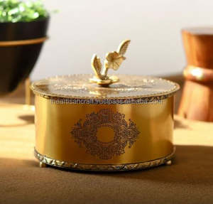 Caja de Joyería Redonda Moderna de Latón Real, Hecha a Mano por ARTISAN CRAFT - Product Image 2