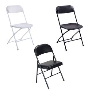 Eleganti Sedie Pieghevoli Nere in Ferro e PVC (4 Pezzi) per Espositori a Traliccio per Convenzioni ed Esposizioni - Product Image 4