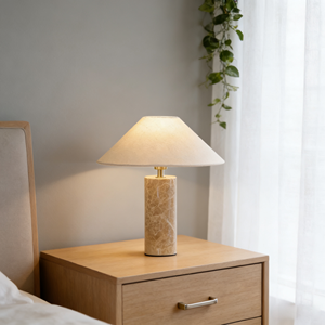 Lámpara de Mesa LED de Estilo Wabi-Sabi de Mármol Blanco, Diseño Vintage Retro, con Interruptor de Botón, para Decoración de Sala de Estar y Dormitorio - Product Image 3