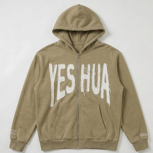 Sudadera con Capucha de Forro Polar de 160g para Hombre, Negra, Lavado Ácido, con Cierre y Parche Bordado en 3D, Talla Grande, de Micah Corporation - Product Image 3