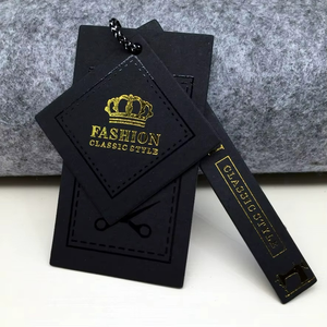 High-end 300gsm Coated Paper Hang Tag Custom Printing Service Embossed Logo Velvet <b>Gold</b> Paper Hang Tags for Clothing Wine Shoes - Product Image 3