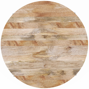 Table basse ronde en bois de manguier massif artisanal avec structure en métal noir et finition naturelle pour salon ou bureau - Product Image 3