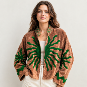 Chaqueta Bomber de Terciopelo para Mujer Tallas Grandes, Estilo Denim Bordado, Reversible, Exterior de Algodón, Ropa Casual Urbana para Adultos, ODM - Product Image 1