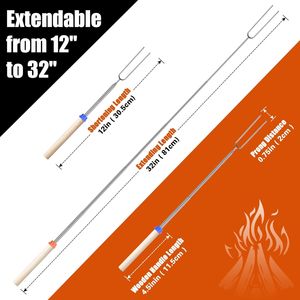 Bastoncini Estensibili in Acciaio Inox da 32 Pollici per S'mores e Hot Dog, Utensile per Falò - Product Image 2
