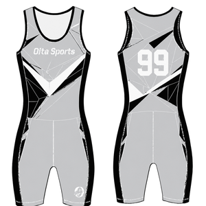 Traje de Competición de Remo Gris Claro, Negro y Blanco para Hombre, Uniforme de Competición sin Mangas, Singlet de Alto Rendimiento, Personalizado, Venta al Por Mayor - Product Image 1