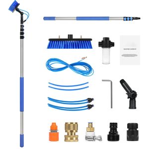 Kit de nettoyage de panneaux solaires avec perche télescopique de 24 pieds, tuyau de 65,6 pieds, tête de brosse rotative à 180 degrés, machine de nettoyage de panneaux solaires - Product Image 1
