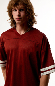 T-shirt à col roulé pour homme de haute qualité, coupe classique, maille tricotée, 100% coton, manches courtes, logo personnalisé, nouveau design, style streetwear rouge - Product Image 5
