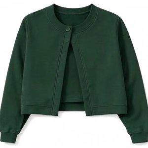 Cárdigan Casual Personalizado para Mujer, Estampado por Transferencia Térmica, Manga Larga, Cuello Redondo, Color Sólido, Tejido de Poliéster/Algodón, Botones Delanteros - Product Image 2