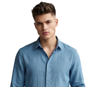 <b>Denim</b> Blue <b>Mens</b> Floral Printed Long Sleeve <b>Shirt</b> Button Down Casual Slim Fit Fashion Dress <b>Shirt</b> Custom Apparel Manufacturer - Product Image 3