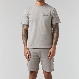 Conjunto de Camiseta Gris Claro Personalizada para Hombre, Pantalones Cortos Casuales de Verano, Traje Deportivo Transpirable, Ropa Urbana - Product Image 2