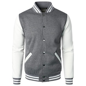 <b>Men's</b> Turquoise Varsity <b>Jacket</b> <b>White</b> Sleeves PU Fabric Windproof Single Button Closure Stand Collar Front Regular Fit Autumn - Product Image 1