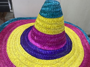 Sombrero Mexicano de Paja Natural de Colores, Sombrero de Sol de Ala Ancha, Sombrero a Rayas para Esquí, Fiesta, Carnaval, Disfraz, Accesorio - Product Image 1
