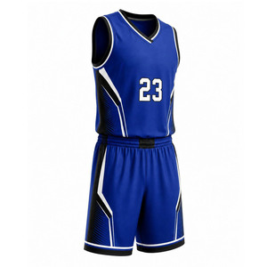 Conjunto de Camiseta de Baloncesto Azul Personalizada, sin Mangas, Cuello en V, Impresión Sublimada, Poliéster que Absorbe la Humedad, Unisex, para Adultos, para Todas las Temporadas, para Equipos - Product Image 2