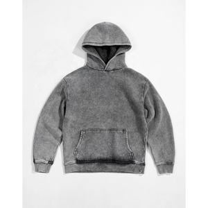 Sweat à capuche vintage en molleton 100% coton délavé à l'acide pour homme, coupe ample rétro, tendance décontractée, tenue hip-hop - Product Image 1