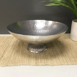 Bol ovale en aluminium argenté artisanal, bol à fruits décoratif moderne en métal pour la maison, le salon et la décoration de table de mariage - Product Image 6