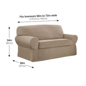 2-Piece Stretch Loveseat Slipcover <b>for</b> Living Room Sand Beige High Quality Plain <b>Sofa</b> <b>Cover</b> - Product Image 3