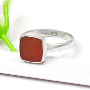 IGI Certified Natural Cushion Cut Carnelian Gemstone <b>Ring</b> <b>Crafted</b> From Solid 925 Sterling Silver Available At Wholesale Price - Product Image 2