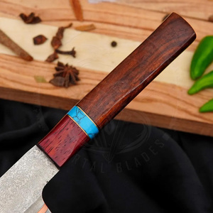 Premium Quality Copper Damascus Steel Blade Carving Knife with Long Elegant Blade <b>Wooden</b> Handle For Roast <b>Slicing</b> And Serving - Product Image 3