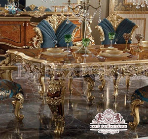 Muebles de comedor de madera de teca tallados reales Juego de muebles de comedor hechos a mano de madera de teca de lujo Comprar juego de mesa de comedor - Product Image 2