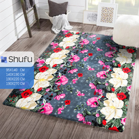Tapis moderne en polyester gaufré, fabriqué à la machine, antidérapant, doux, anti-allergique, avec rembourrage en mousse non tissée, à poils moyens, de faible épaisseur