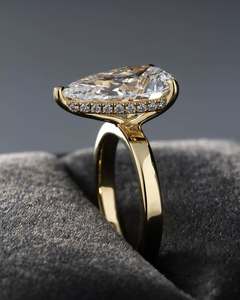 Luxury Women 925 Sterling Silver Pear Cut Ring Engagement Wedding Iced Out Diamond Rings Jewelry Wholesale - Product Image 5