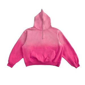 เสื้อฮู้ดดี้โอเวอร์ไซส์ทรงครอป ย้อมสีไล่ระดับสีชมพู ผ้าเฟรนช์เทอร์รี่ แขนยาวแบบปกติ ยูนิเซ็กส์ สไตล์สตรีทแวร์ลำลองสำหรับฤดูใบไม้ร่วง - Product Image 1