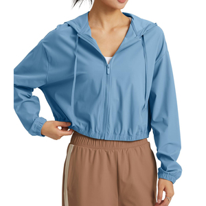 Chaqueta de yoga sin costuras de elastano para mujer con cremallera completa, ropa deportiva de compresión con logo frontal - Ropa deportiva al por mayor - Product Image 1