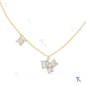 Conjunto de Joyas de Diamantes Cultivados en Laboratorio, Colgante de Racimo Princesa en Forma de Cometa, Oro Sólido de 14K y 18K, Joyería Fina Asimétrica para Mujer, Venta al por Mayor de Fábrica - Product Image 1